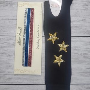 Girls headbands knee high socks stars sparkle